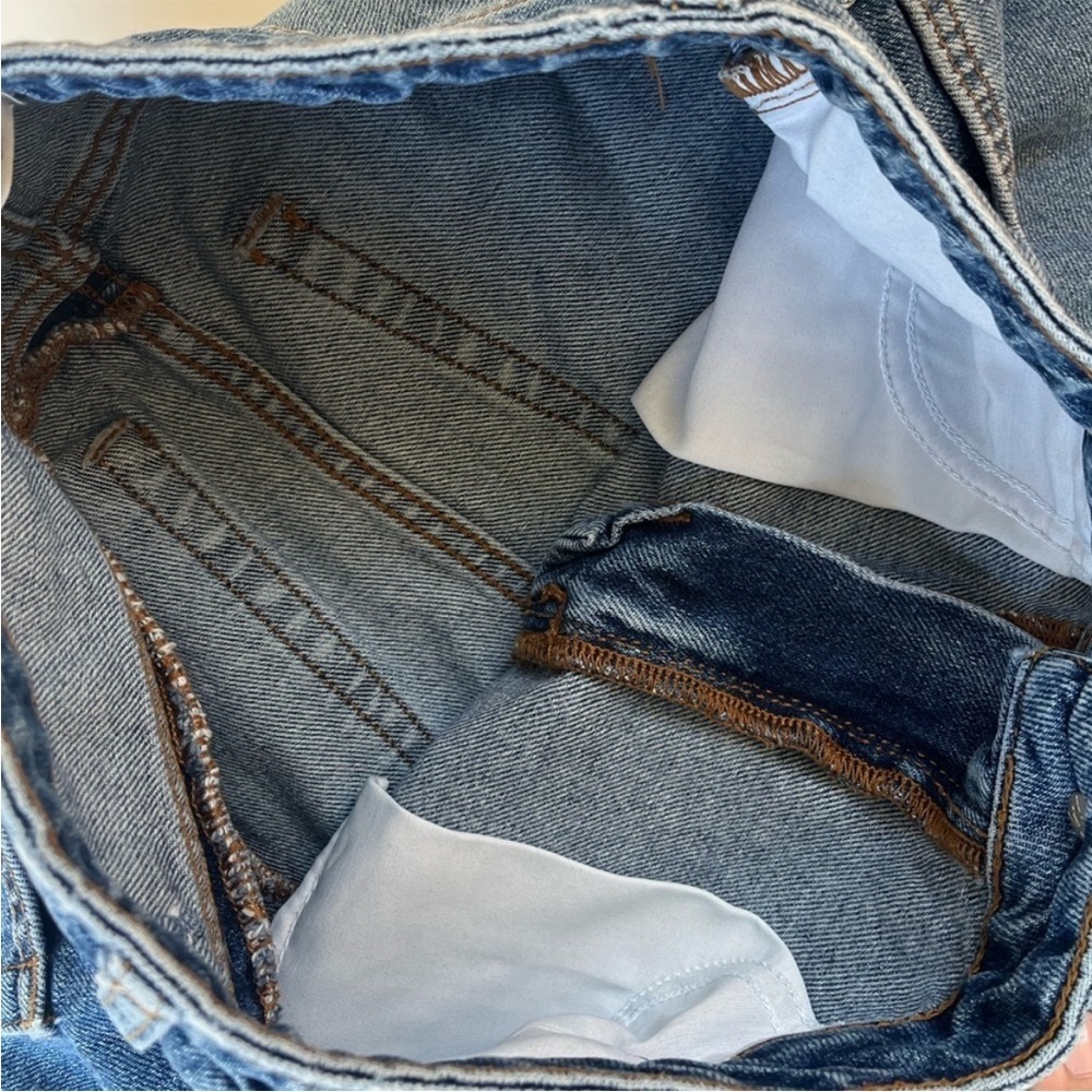 Free People High Rise Straight Leg Mom Jeans Patchwork Cotton Size 26 - Picture 7 of 14